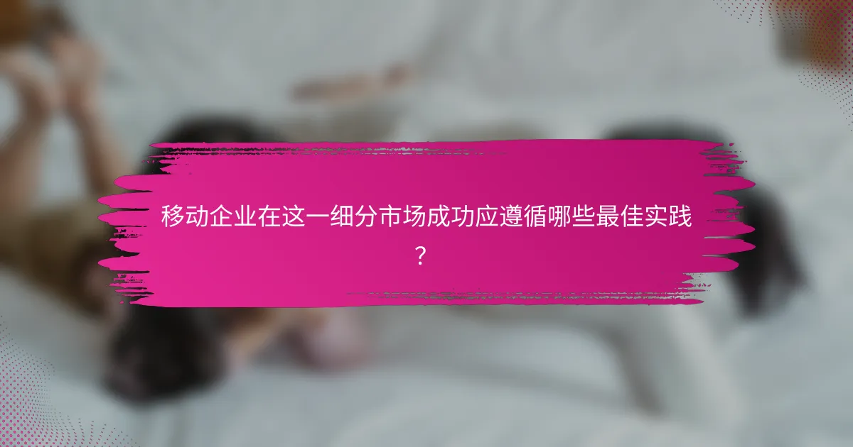 移动企业在这一细分市场成功应遵循哪些最佳实践？